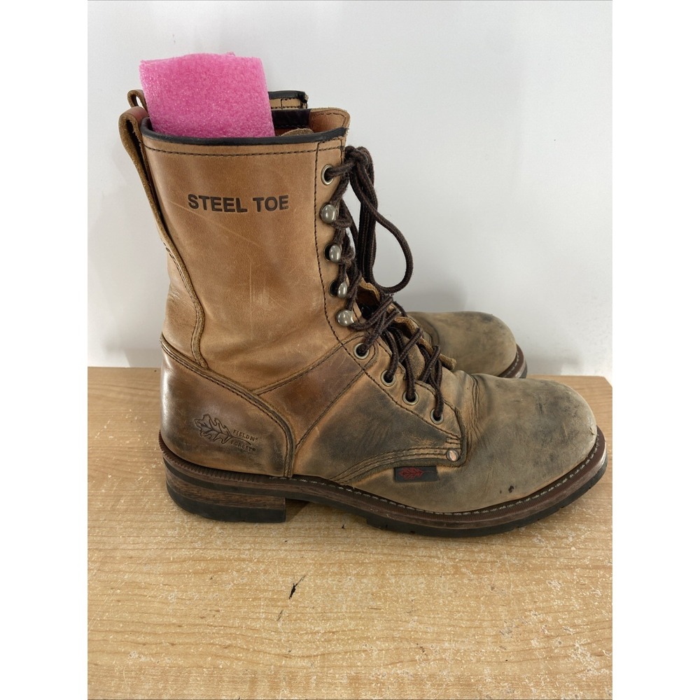 Field N Forest 1162 Steel Toe Logger Work Brown Leather Mens Boots Size 10 EE
